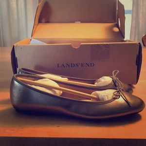 Lands’ End Bianca Bow ballet flat NEW round toe